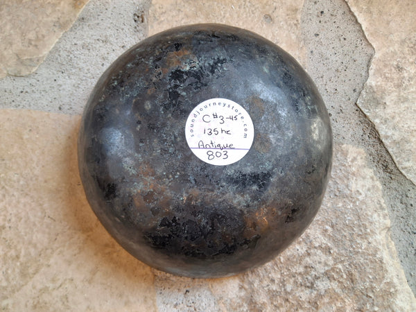 Bowl 803: 7.25" Antique Himalayan Singing Bowl 135 HZ C#3-45