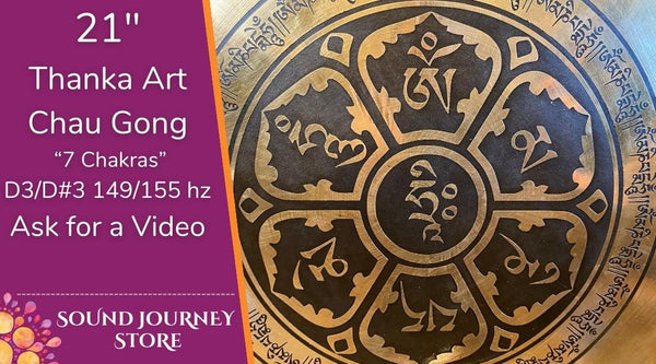 21" Thangka Art 7 Chakras Chau Gong 149/155 Hertz D3+25/D#3+6
