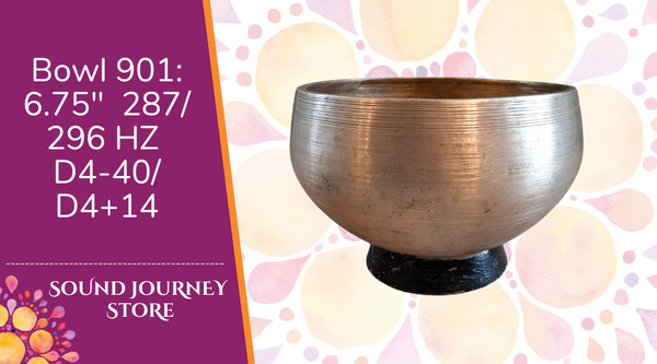 Bowl 901: 6.75" Antique Pedestal Himalayan Singing Bowl 287/296 HZ D4-40/D4+14