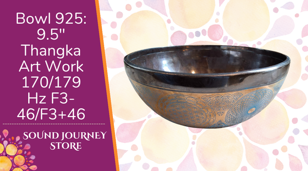 Bowl 925: 9.5" Thangka Art Work Himalayan Singing Bowl 170/179 Hz F3-46/F3+46
