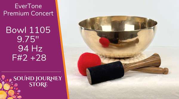 Bowl 1105: 9.75" Premium Concert Singing Bowl 91 Hz F#2 +28